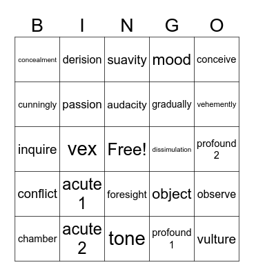 The Tell-Tale Heart Bingo Card