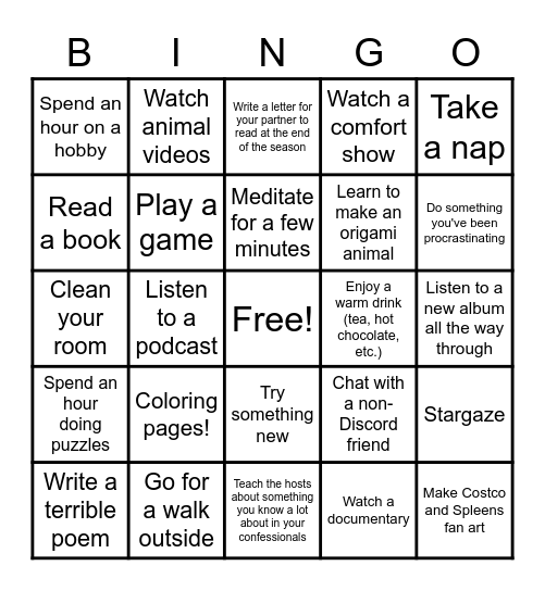 Solo duORG Bingo! Bingo Card