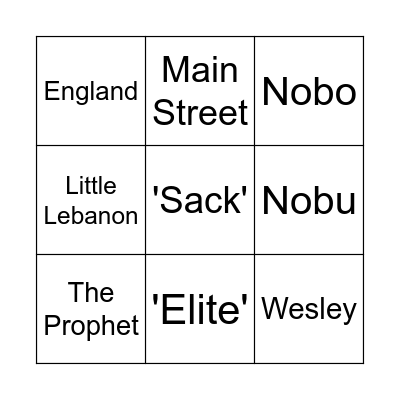 Farrah and Guri Bingo Card