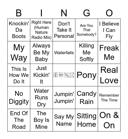 90's R&B Bingo Card