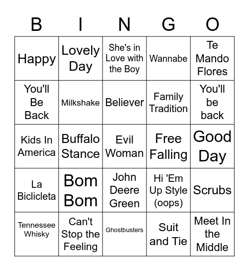 met playlist Bingo Card
