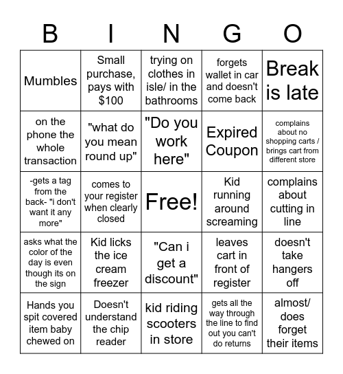 Customer Bingo Card