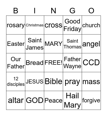 CCD Bingo Card