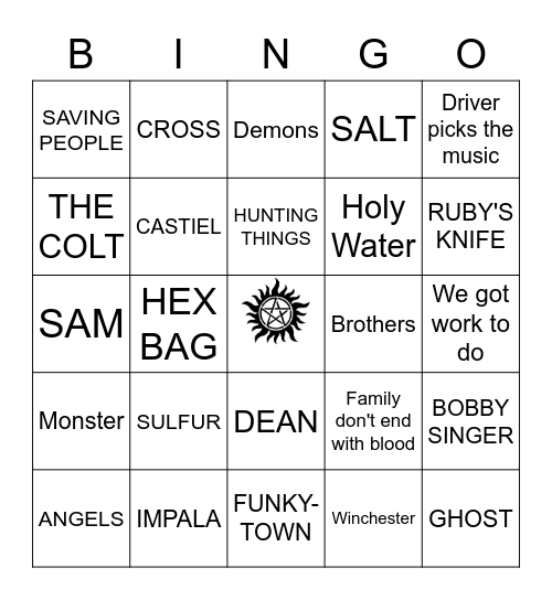 SUPERNATURAL Bingo Card