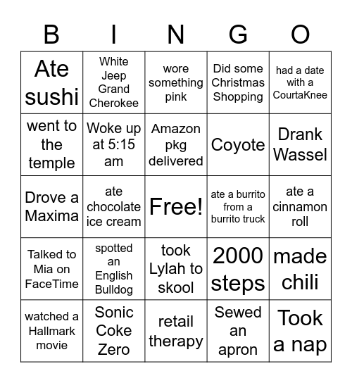 I miss Mikey Bingo Card