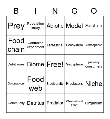 Science Bingo Card