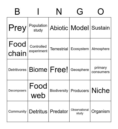 Science Bingo Card