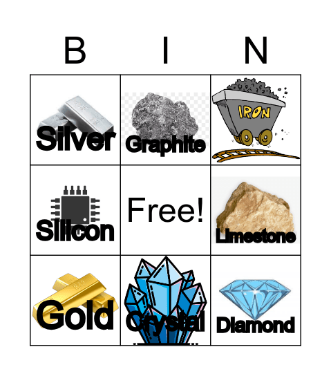 Mining Materials Bingo Card