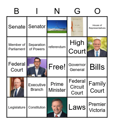 Australian Government Bingo Card