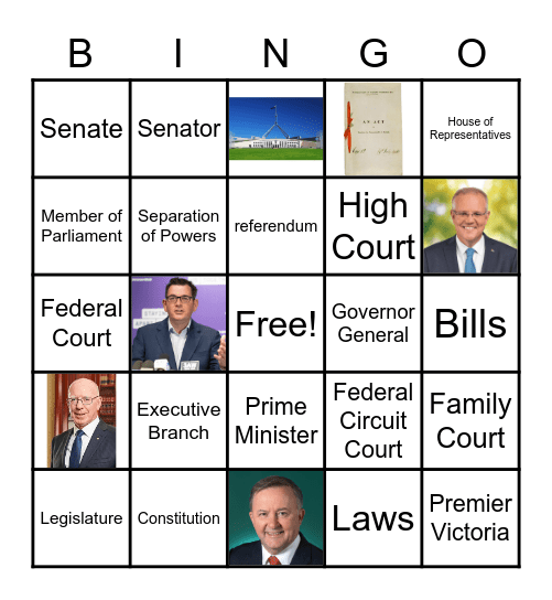 Australian Government Bingo Card