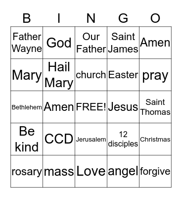 CCD Bingo Card