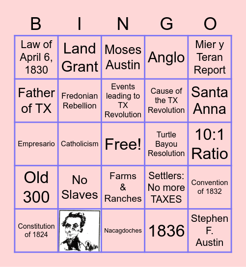 Causes to TX Revolution Bingo Card