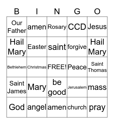 CCD Bingo Card