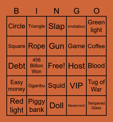#FASquidGamesAndChill2021 Bingo Card