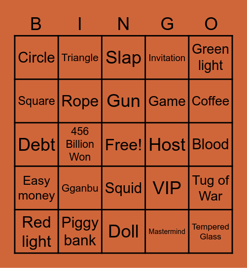 #FASquidGamesAndChill2021 Bingo Card