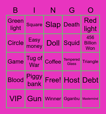 #FASquidGamesAndChill2021 Bingo Card