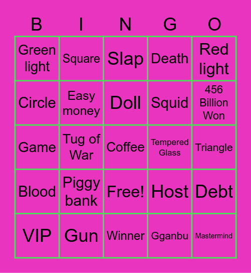 #FASquidGamesAndChill2021 Bingo Card