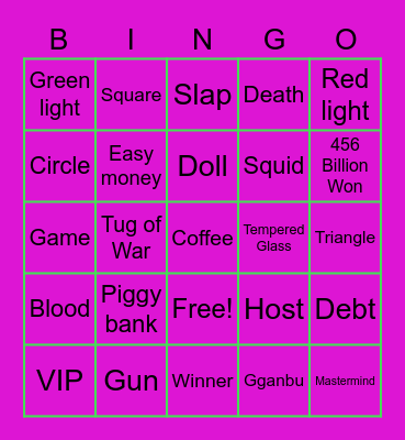 #FASquidGamesAndChill2021 Bingo Card