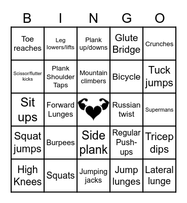BSM Fitness Bingo Card