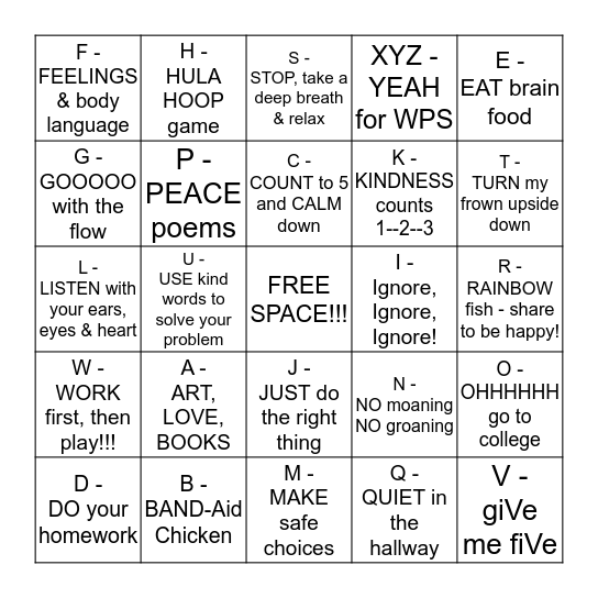 What I learned in 1st grade!!!!!! Bingo Card