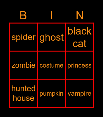 Halloween Bingo Card