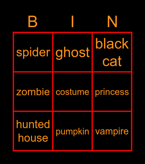 Halloween Bingo Card