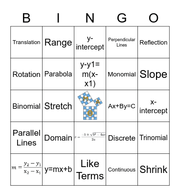 Algebra I BINGO Card