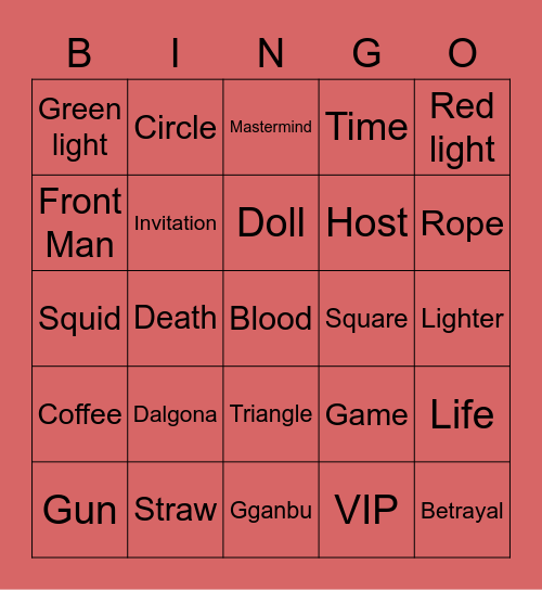 #FASquidGamesAndChill2021 Bingo Card