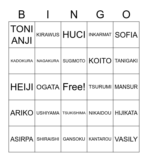 GK FINALE DEATH BINGO Card