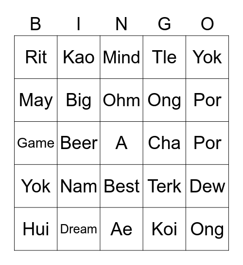 Digital Bingo Card