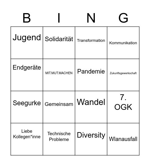 Kongress Bingo Card