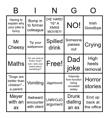 Holiday Party Bingo Card