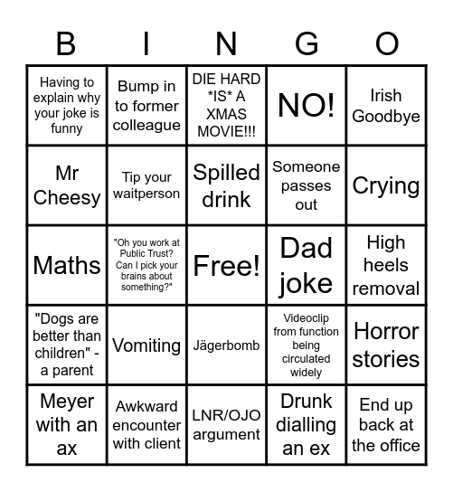 Holiday Party Bingo Card