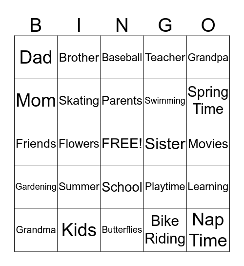 LACCA PARENT BINGO ACTIVITY Bingo Card
