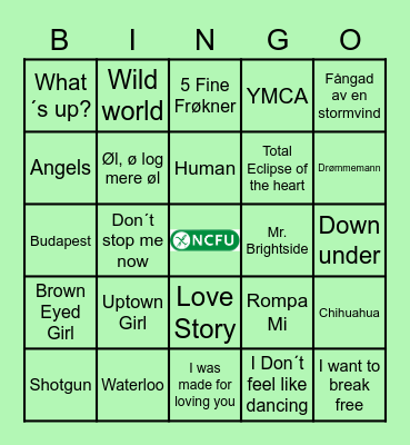 MusikkBingo Card