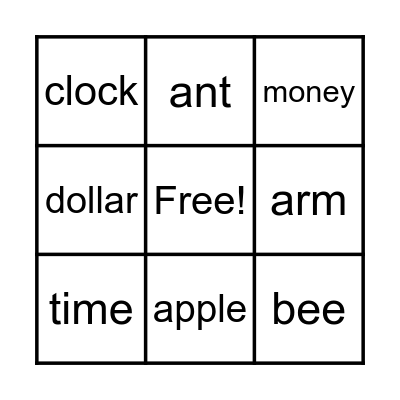 Word Bingo Card