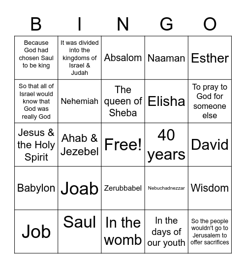 JBQ Match 2 Bingo Card