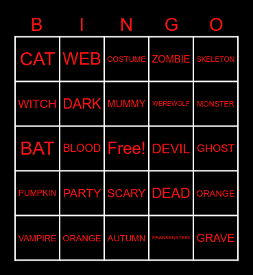 ASL Halloween Bingo Card