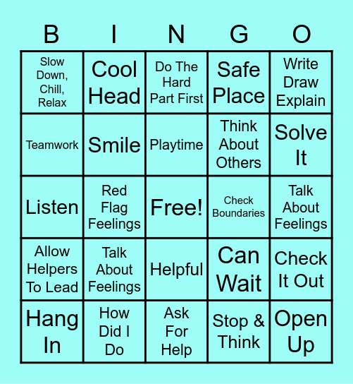 Therapy Tools Bingo Card