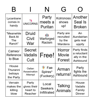 Eldeen Reaches Arc Bingo Card
