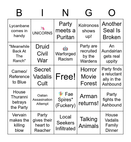 Eldeen Reaches Arc Bingo Card