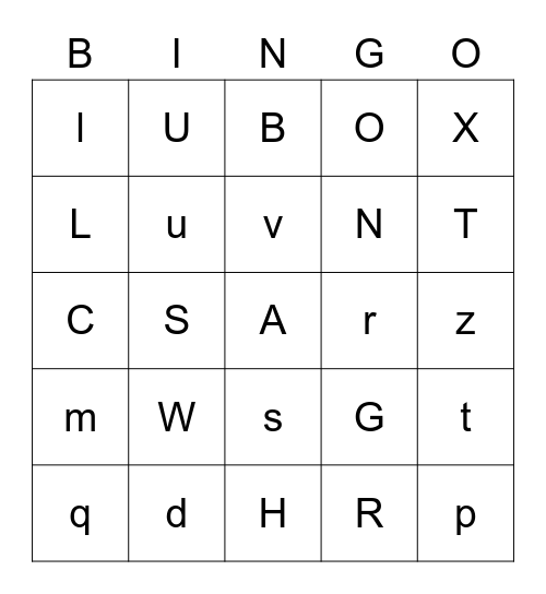 Alphabet Bingo Card