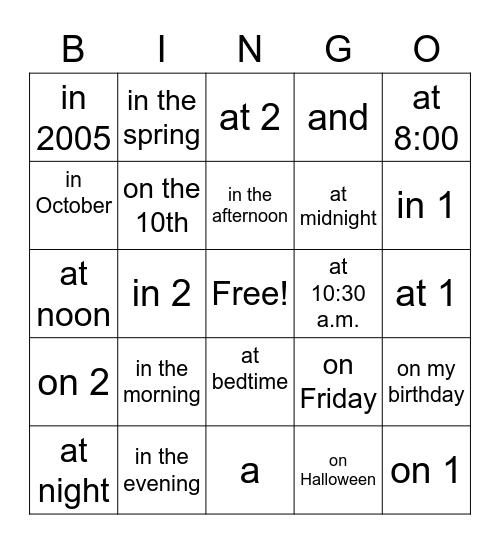 Untitled Bingo Card