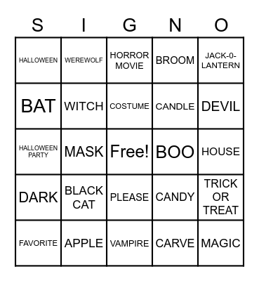 SIGNO Bingo Card