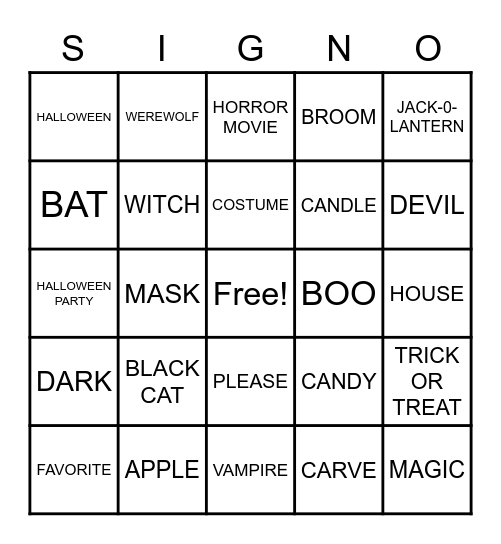 SIGNO Bingo Card