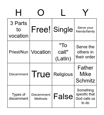 State of Life Bingo Card