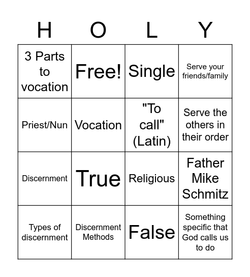 State of Life Bingo Card