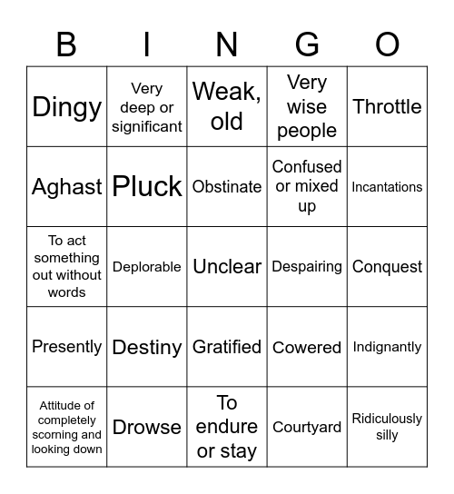 Magician's Nephew 1-7 Vocab Bingo Card