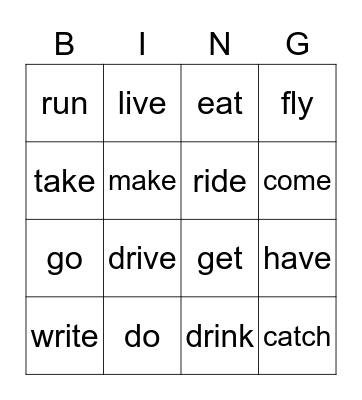 Action BINGO #1 Bingo Card