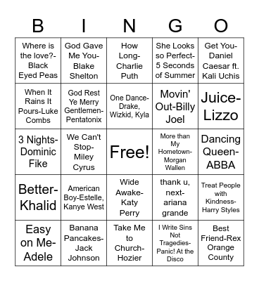 Music 2 BINGO Card